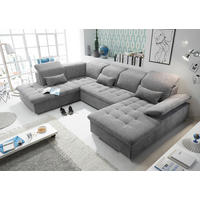 WOHNLANDSCHAFT Mikrovelours Grau  - Dunkelgrau/Silberfarben, Konventionell, Kunststoff/Textil (240/340/188cm) - MID.YOU