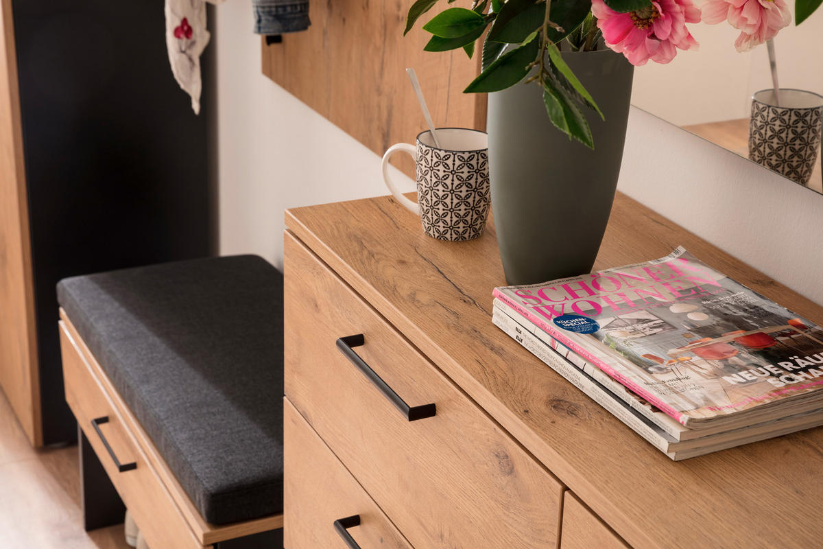 GARDEROBE 6-teilig  in 300/200/38 cm  - Eichefarben/Anthrazit, KONVENTIONELL, Holzwerkstoff (300/200/38cm) - Moderano