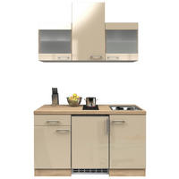 MINIKÜCHE 150,5 cm   in Sonoma Eiche, Kaschmir  - Kaschmir/Edelstahlfarben, MODERN, Glas/Holzwerkstoff (150,5cm) - FlexWell