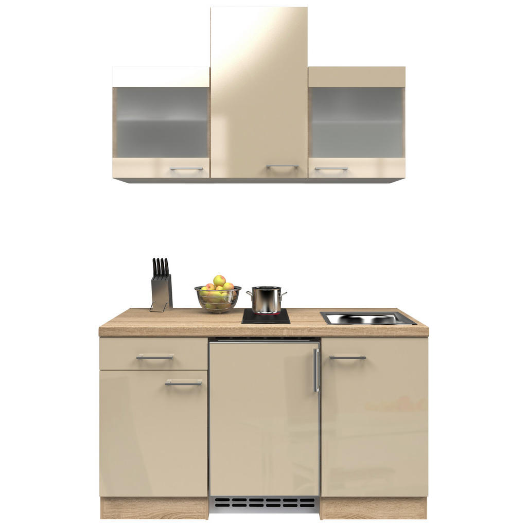 Küchenzeile Nepal mit Geräten 150 cm Kaschmir/Eiche Dekor