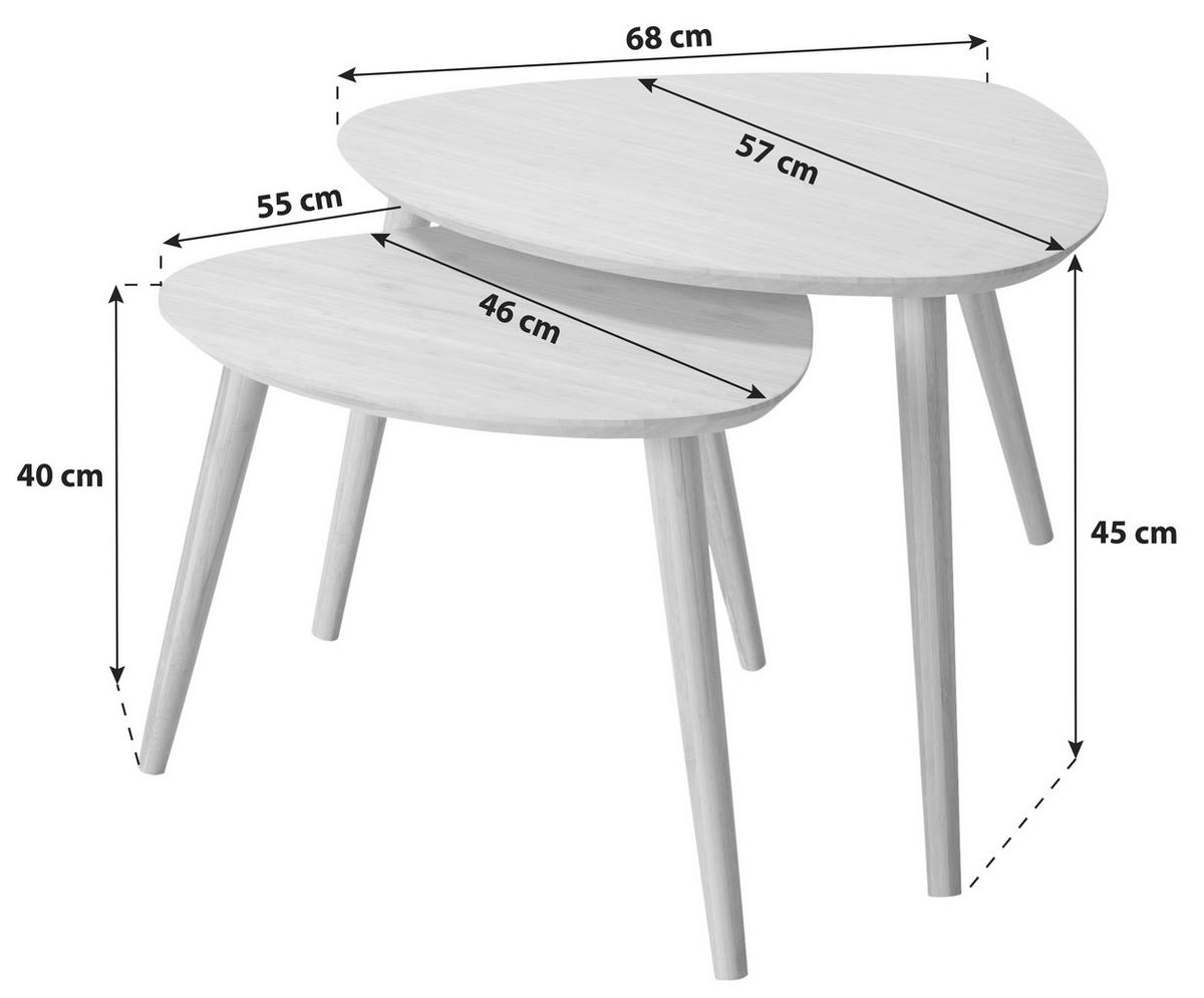 SATZTISCH Bambus vollmassiv Schwarz  - Schwarz, MODERN, Holz (68/57/45cm) - MID.YOU