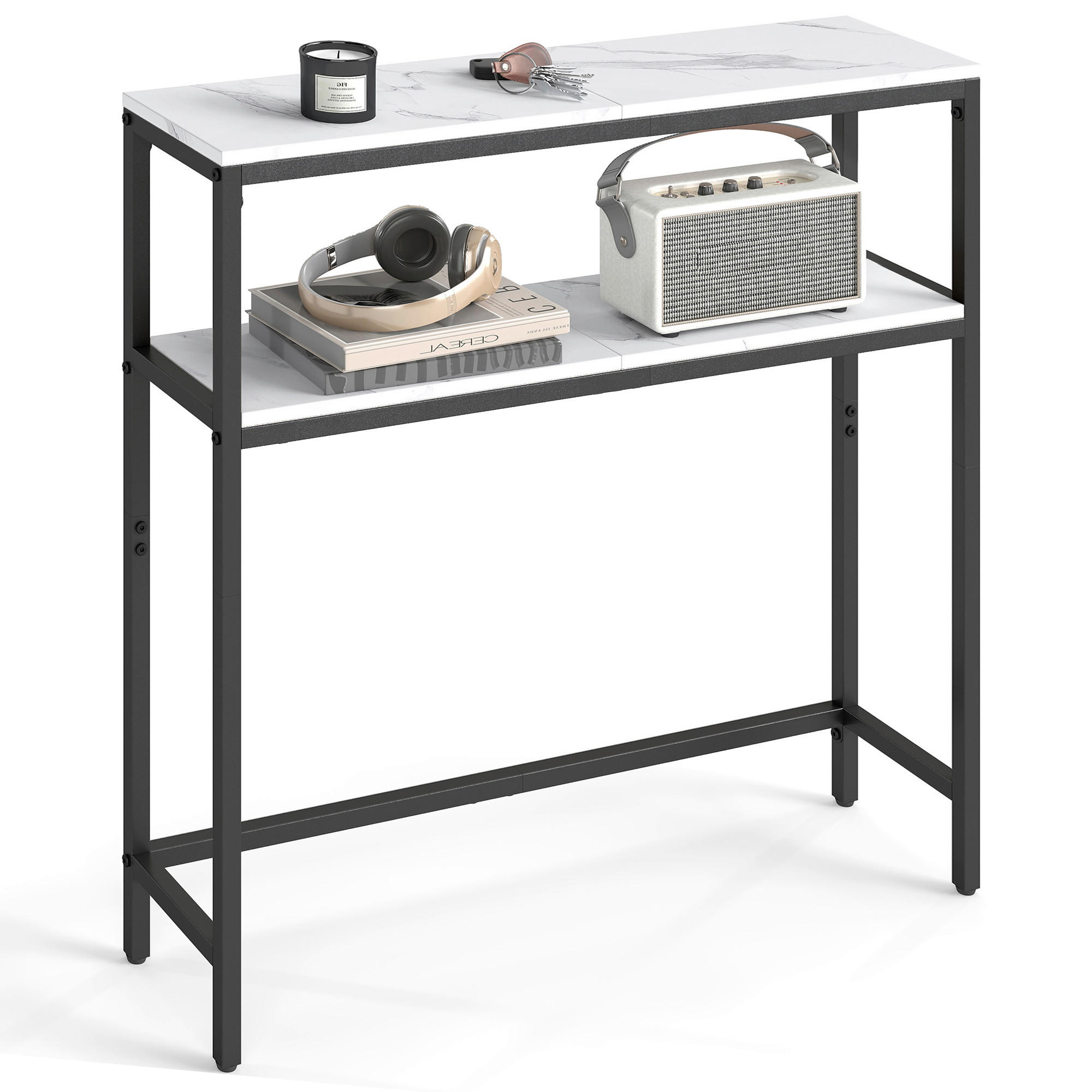 KONSOLENTISCH Weiß  - Schwarz/Weiß, Trend, Holzwerkstoff/Metall (80/20/80cm) - Boxxx