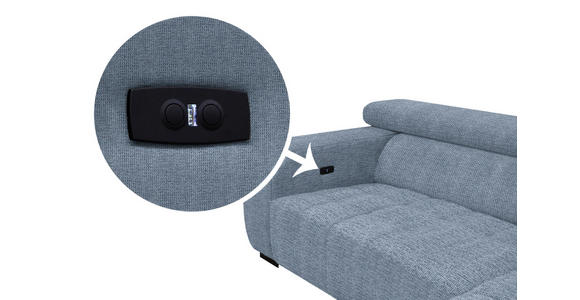 ECKSOFA  in Webstoff Blau  279/182 cm  - Blau/Schwarz, KONVENTIONELL, Textil/Metall (279/182cm) - Hom`in