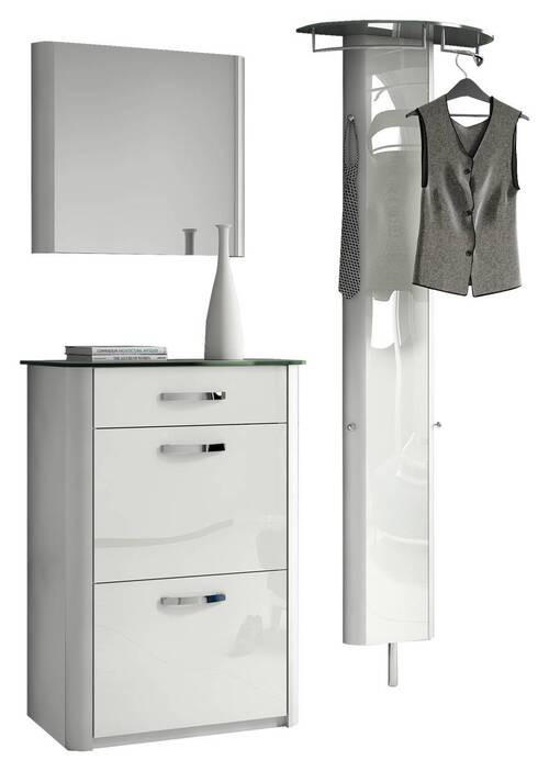 GARDEROBE 3-teilig  in 150/192/34 cm  - Alufarben/Weiß, Design, Glas/Holzwerkstoff (150/192/34cm) - Moderano