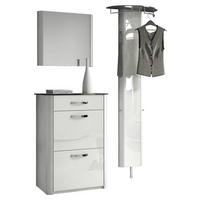 GARDEROBE 3-teilig  in 150/192/34 cm  - Weiss/Alufarben, Design, Glas/Holzwerkstoff (150/192/34cm) - Moderano