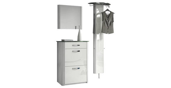 GARDEROBE 3-teilig in 150/192/34 cm - Alufarben/Weiß, Design, Glas/Holzwerkstoff (150/192/34cm) - Moderano