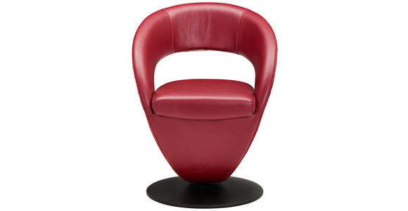 STUHL  Lederauswahl, Stoffauswahl, Typenauswahl, Sitzfläche 360° drehbar Flachgewebe Echtleder  - Rot/Schwarz, Design, Leder/Textil (62/86/61cm) - Moderano