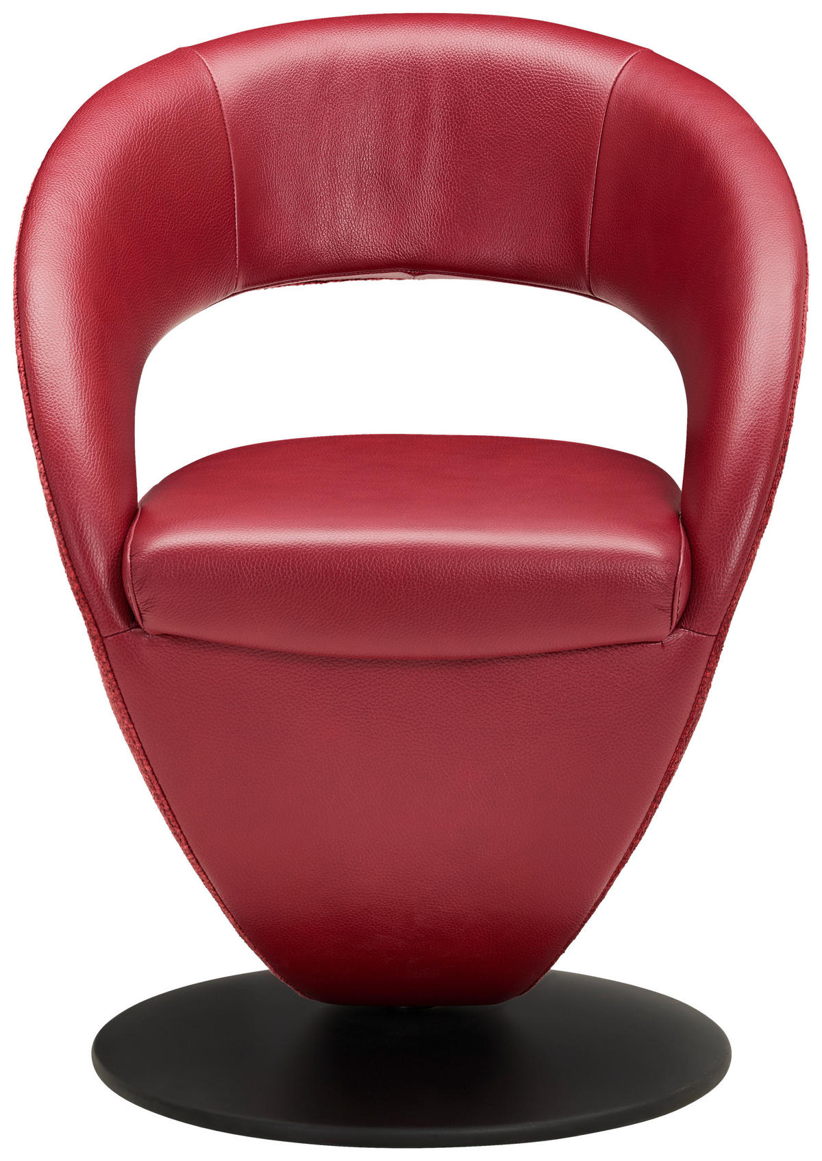 STUHL  Lederauswahl, Stoffauswahl, Typenauswahl, Sitzfläche 360° drehbar Flachgewebe Echtleder  - Rot/Schwarz, Design, Leder/Textil (62/86/61cm) - Moderano