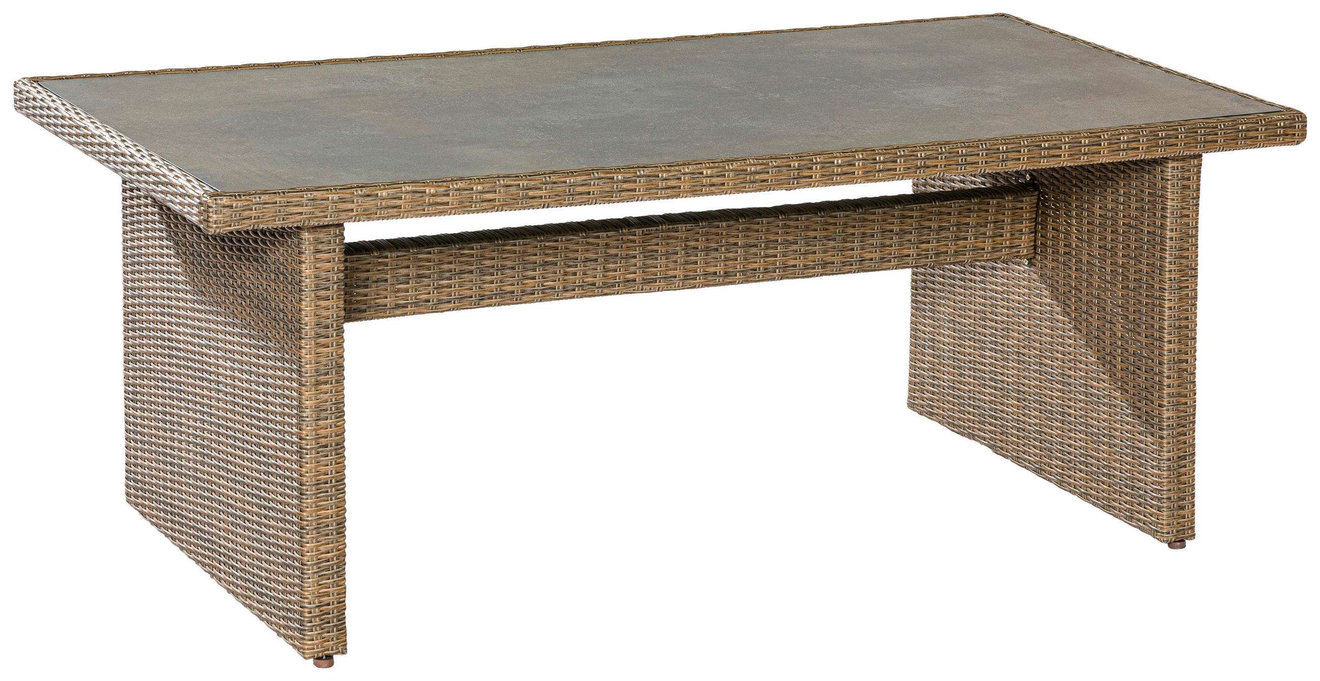 GARTENTISCH 200/100/74 cm Metall, Kunststoff, Glas rechteckig  - Schieferfarben/Beige, KONVENTIONELL, Glas/Kunststoff (200/100/74cm) - Gardenson