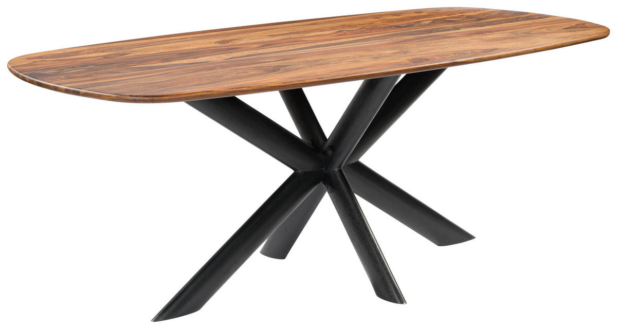 ESSTISCH Mangoholz, Sheesham vollmassiv Schwarz, Sheeshamfarben  - Sheeshamfarben/Schwarz, Trend, Holz (200/100/76cm) - Ambia Home