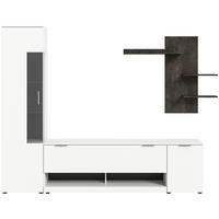 WOHNWAND 3-teilig  in Grau, Weiß  250/190/35 cm  - Silberfarben/Weiß, Design, Glas/Holzwerkstoff (250/190/35cm) - Livetastic