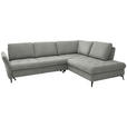 ECKSOFA in Chenille Hellgrau  - Hellgrau/Schwarz, Natur, Textil/Metall (288/233cm) - Valnatura