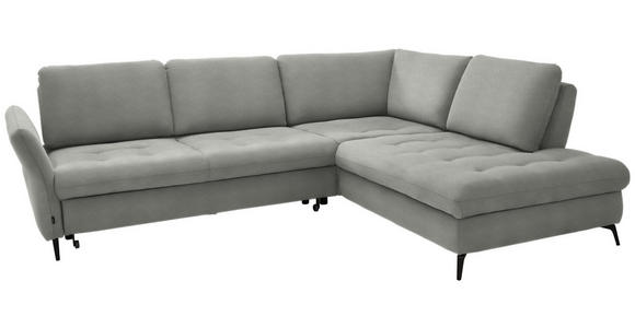 ECKSOFA in Chenille Hellgrau  - Hellgrau/Schwarz, Natur, Textil/Metall (288/233cm) - Valnatura