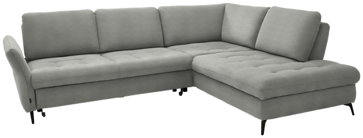 ECKSOFA in Chenille Hellgrau  - Hellgrau/Schwarz, Natur, Textil/Metall (288/233cm) - Valnatura