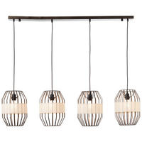 PENDELLEUCHTE 129/23/124 cm    - Schwarz/Naturfarben, Basics, Textil/Metall (129/23/124cm) - Brilliant