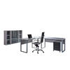 BÜRO erweiterbar, in verschiedenen Holz-Dekoren erhältlich, Schreibtisch seitenverkehrt montierbar, abschließbar Grau, Anthrazit Hochglanz - Anthrazit Hochglanz/Grau, MODERN, Holzwerkstoff - MID.YOU