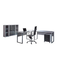 BÜRO erweiterbar, in verschiedenen Holz-Dekoren erhältlich, Schreibtisch seitenverkehrt montierbar, abschließbar Grau, Anthrazit Hochglanz - Anthrazit Hochglanz/Grau, MODERN, Holzwerkstoff - MID.YOU