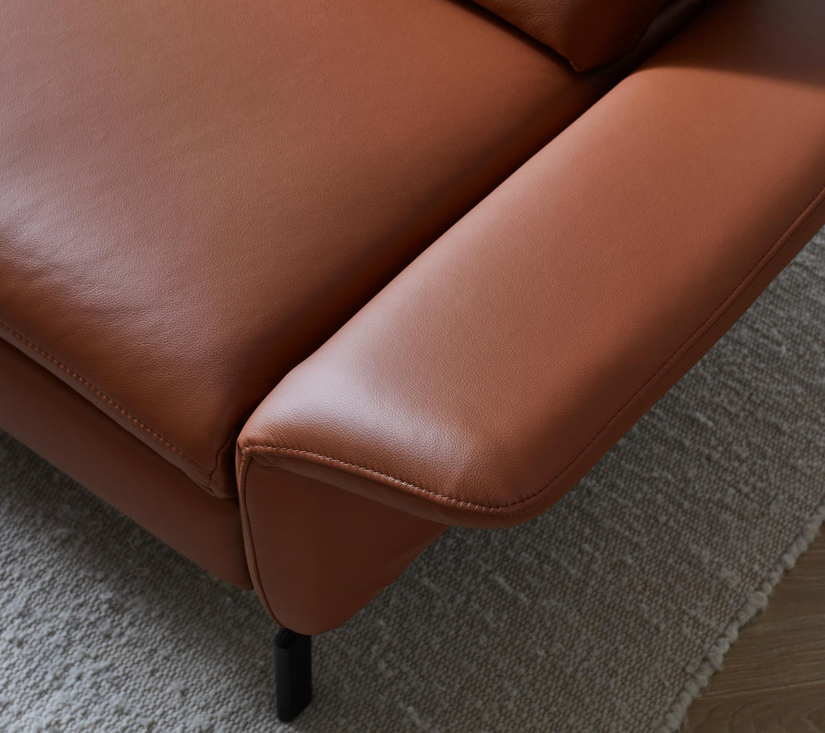 ECKSOFA in Echtleder Rotbraun  - Rotbraun/Schwarz, Design, Leder/Metall (279/220cm) - Beldomo Premium