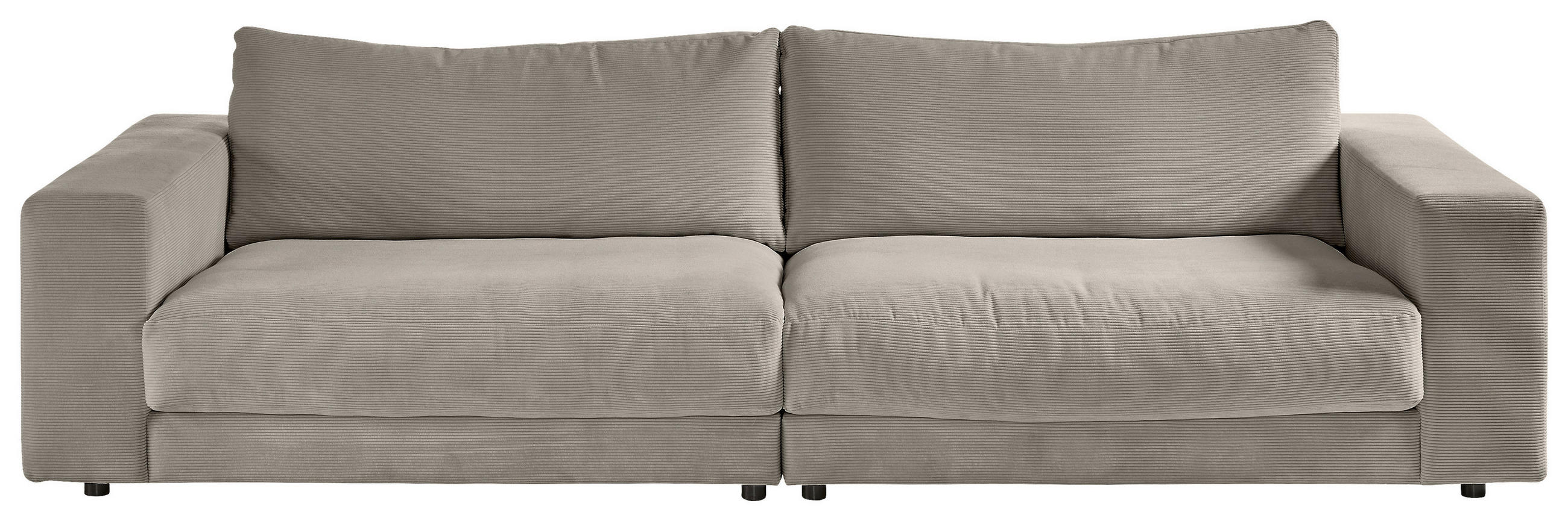 MEGASOFA Feincord Sandfarben  - Sandfarben/Schwarz, Design, Kunststoff/Textil (290/86/127cm) - Pure Home Lifestyle