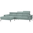 ECKSOFA in Velours Mintgrün  - Schwarz/Mintgrün, Design, Textil/Metall (187/295cm) - Novel