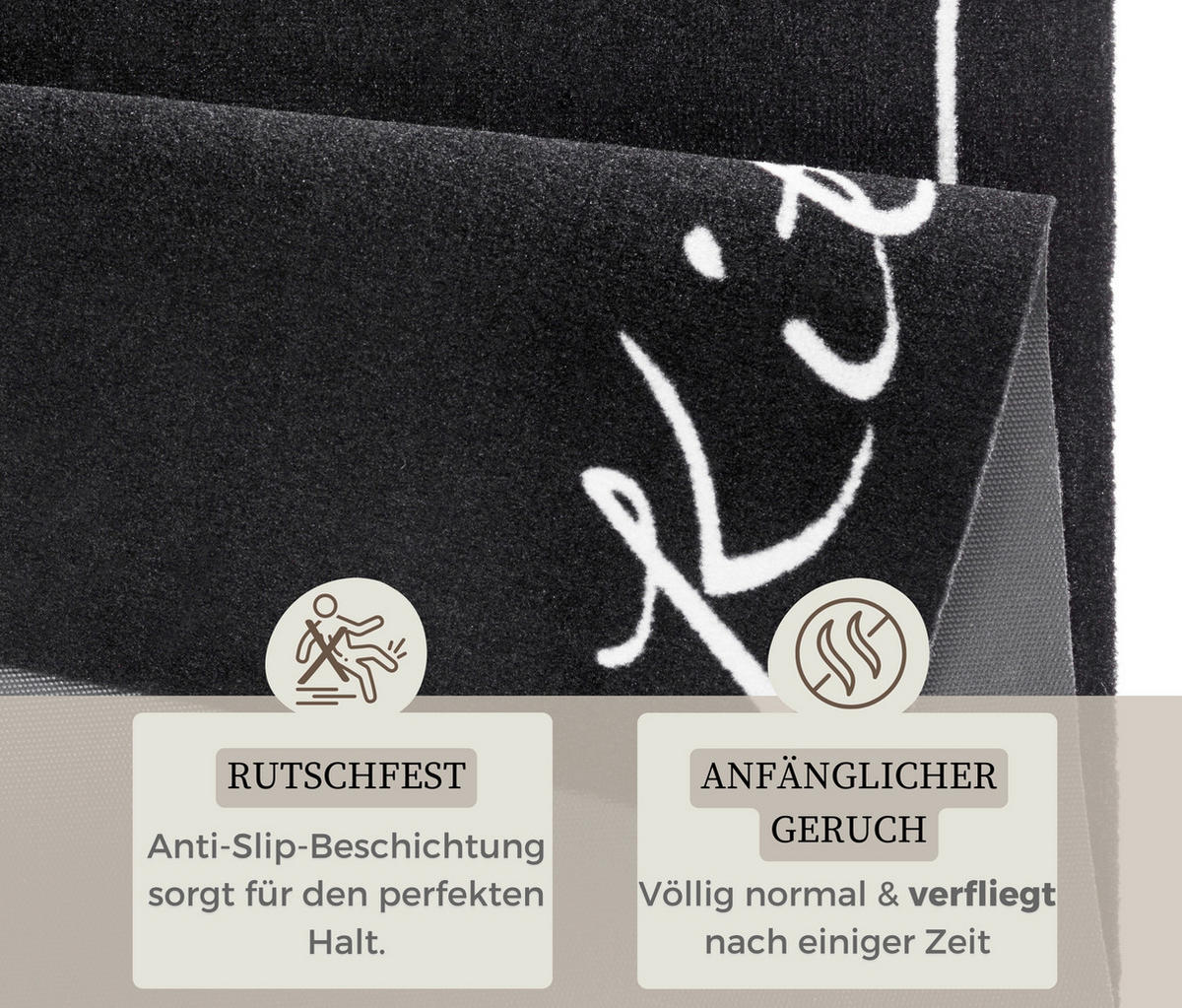 Küchenläufer in Schwarz/Weiß ( 50/150 cm Cook & Clean Weiß, Schwarz  - Schwarz/Weiß, Design, Kunststoff/Textil (50/150cm) - Hanse Home