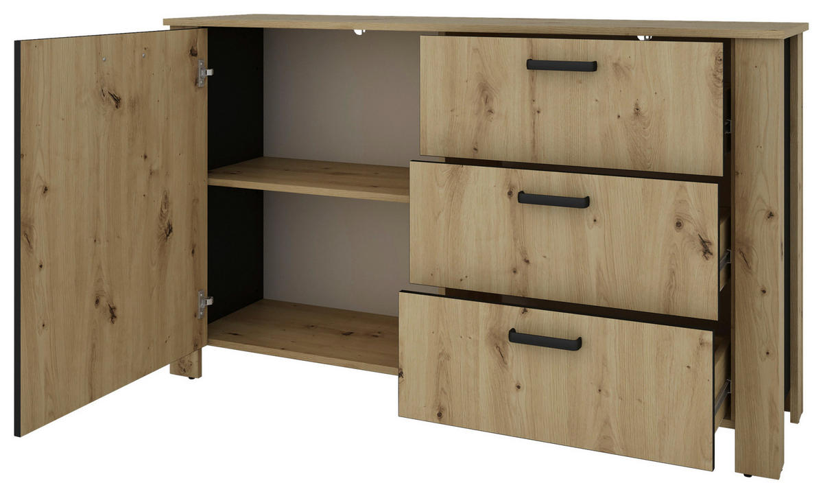 SIDEBOARD  in 140/84/40 cm  - Schwarz/Eiche Artisan, Design, Holzwerkstoff/Kunststoff (140/84/40cm) - MID.YOU