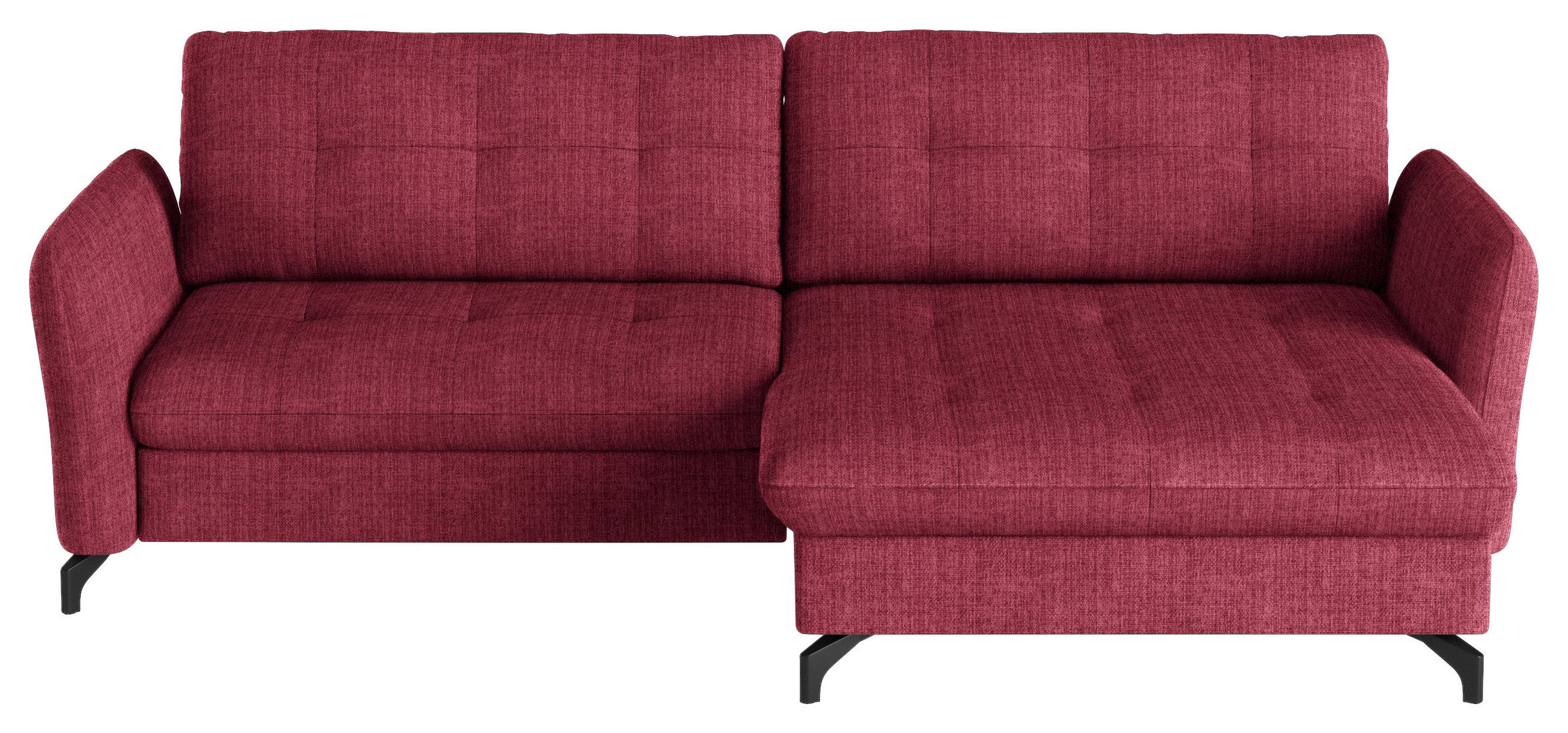 ECKSOFA in Flachgewebe, Leinenoptik Rot  - Rot/Schwarz, Design, Textil/Metall (242/170cm) - Xora