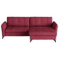 ECKSOFA in Flachgewebe, Leinenoptik Rot  - Rot/Schwarz, Design, Textil/Metall (242/170cm) - Xora