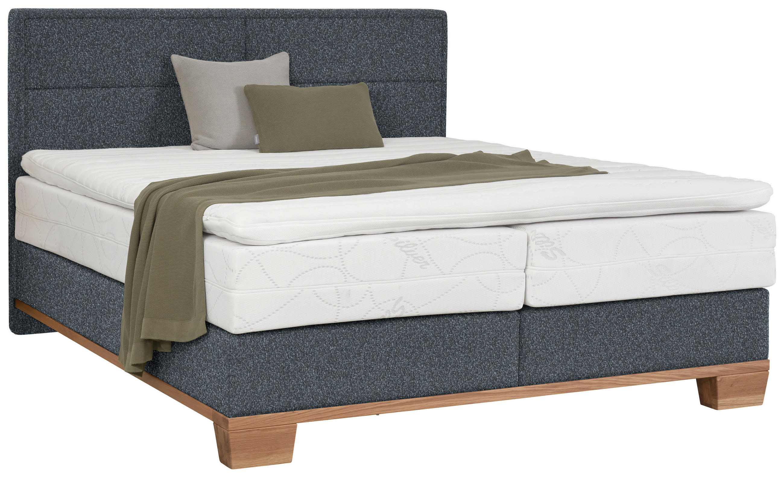 BOXSPRINGBETT 200/200 cm  in Eichefarben, Dunkelgrau  - Eichefarben/Dunkelgrau, Natur, Holz/Textil (200/200cm) - Valnatura