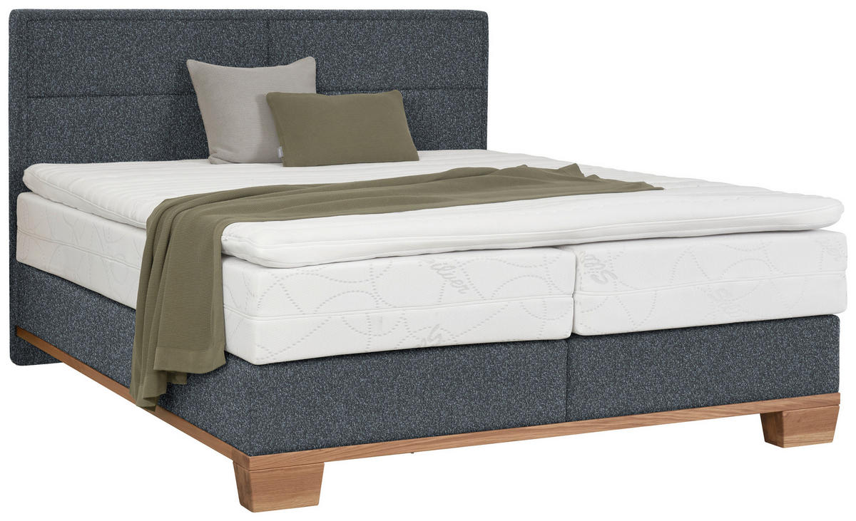 BOXSPRINGBETT 180/200 cm  in Eichefarben, Dunkelgrau  - Eichefarben/Dunkelgrau, Natur, Holz/Textil (180/200cm) - Valnatura