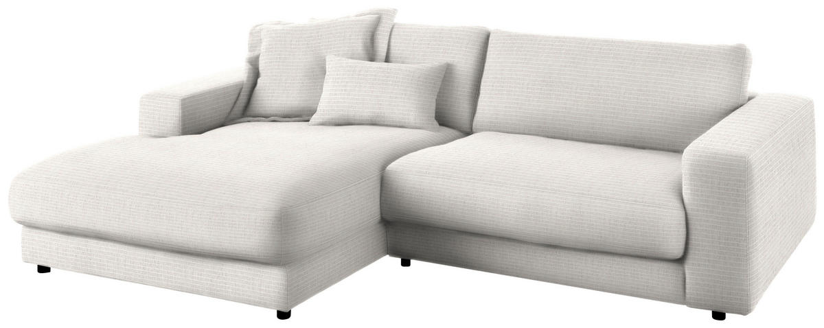 ECKSOFA in Chenille Creme  - Creme/Schwarz, Design, Kunststoff/Textil (190/270cm) - Lomoco