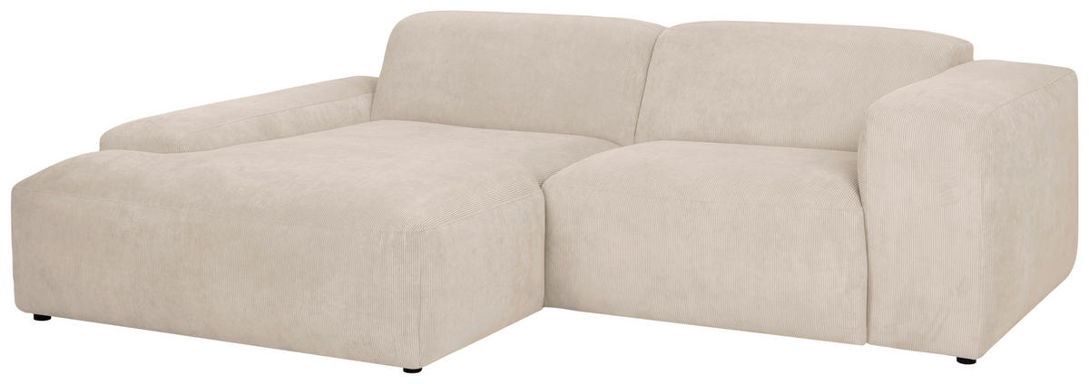 ECKSOFA HANNAH Beige Cord  - Beige/Schwarz, Design, Kunststoff/Textil (170/252cm) - MID.YOU