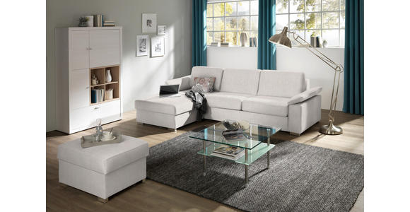 ECKSOFA in Flachgewebe Creme  - Chromfarben/Creme, KONVENTIONELL, Textil/Metall (176/285cm) - Novel