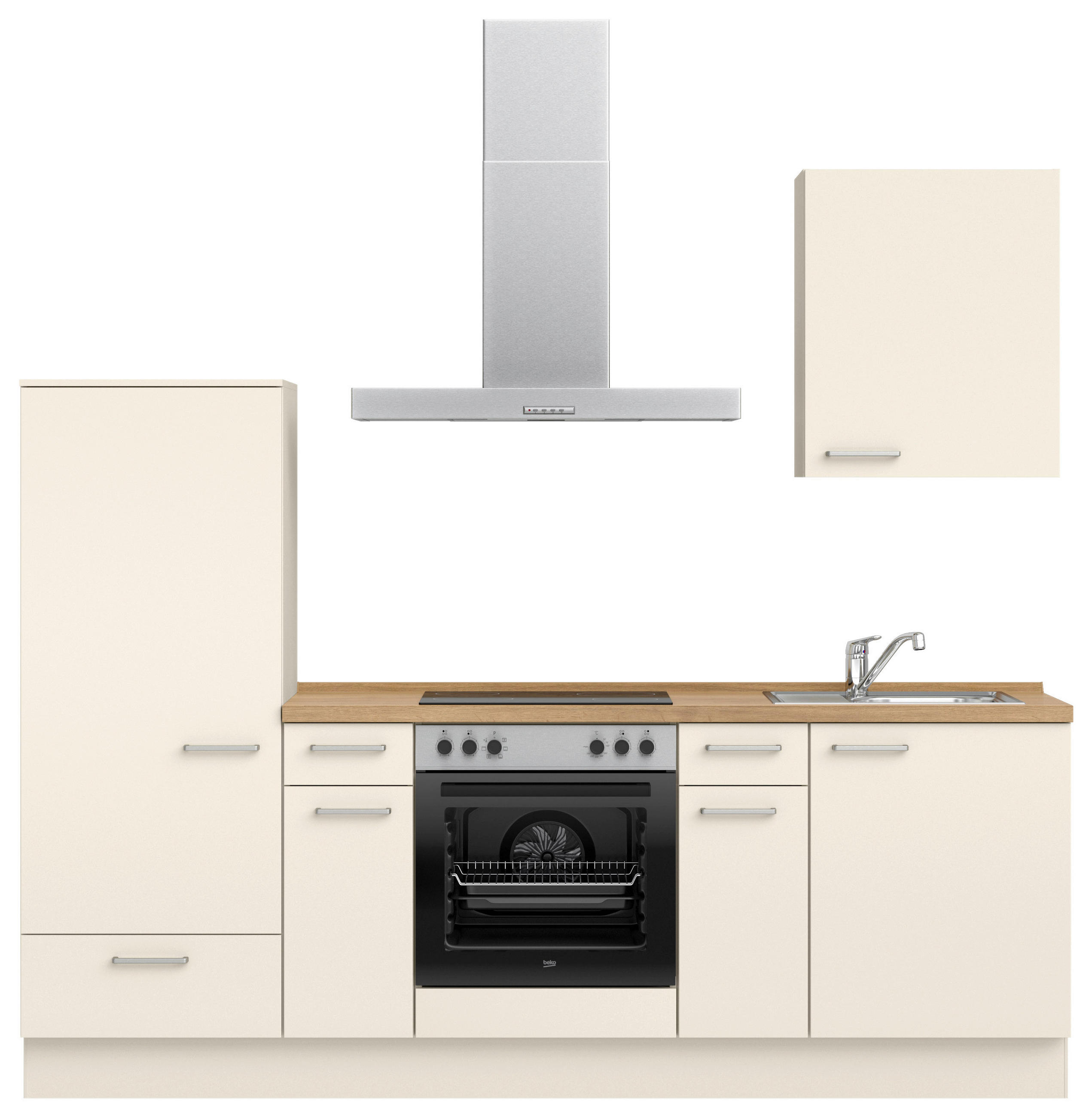 KÜCHENLEERBLOCK 240 cm in Eichefarben, Magnolie - Edelstahlfarben/Eichefarben, MODERN, Holzwerkstoff/Metall (240cm) - Nobilia