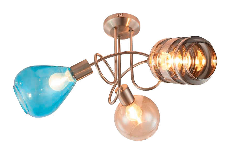 DECKENSTRAHLER 40/29 cm   - Nickelfarben, Trend, Glas/Metall (40/29cm) - Globo