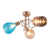 DECKENSTRAHLER 40/29 cm   - Nickelfarben, Trend, Glas/Metall (40/29cm) - Globo