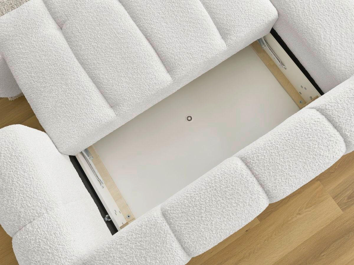 ECKSCHLAFSOFA FUJI Bouclé Weiß  inkl.  - Schwarz/Weiß, MODERN, Kunststoff/Textil (292/160cm)