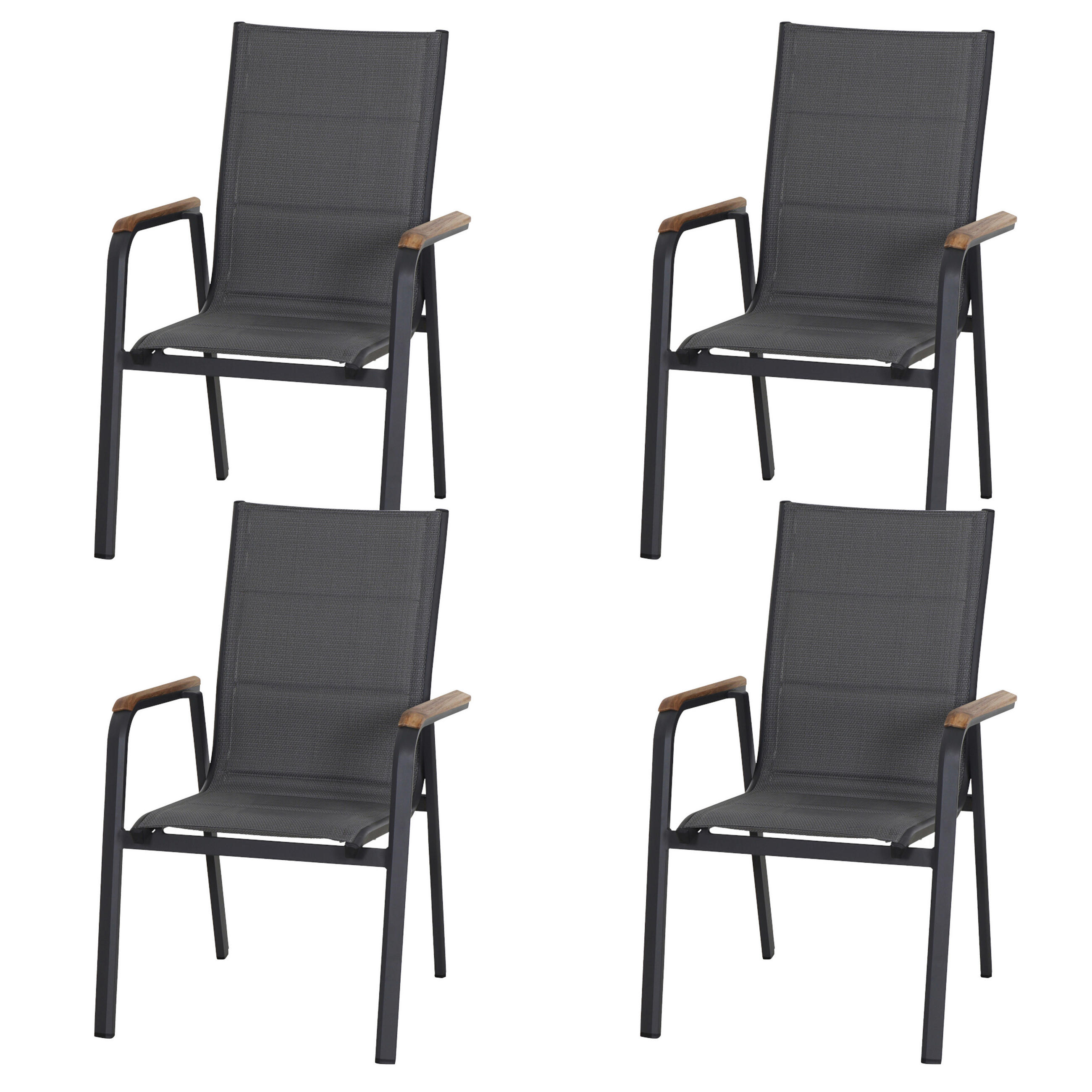 GARTENSTUHL-SET Holz, Metall, Kunststoff Anthrazit  - Anthrazit, Basics, Holz/Kunststoff (62,5/98/68cm) - Siena Garden