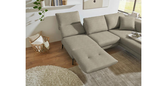 ECKSOFA  in Flachgewebe Sandfarben  255-365/175-224 cm  - Sandfarben/Schwarz, Design, Textil/Metall (255-365/175-224cm) - Dieter Knoll