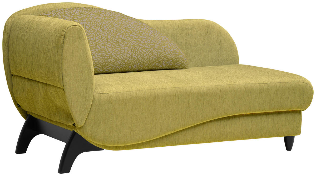 RÉCAMIERE in Webstoff Hellgrün  - Schwarz/Hellgrün, Modern, Holz/Textil (84/87/171-190cm) - Joka
