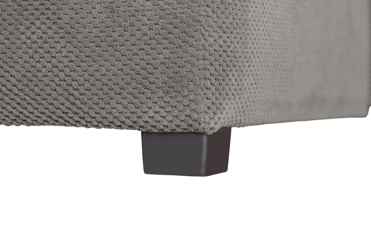 ECKSOFA LORENZO Grau Struktur Liegefläche im Originalstoff  - Schwarz/Grau, Design, Textil/Metall (188/302cm) - P & B