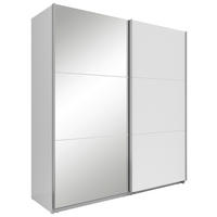 SCHWEBETÜRENSCHRANK Weiss  - Weiss/Silberfarben, Basics, Glas/Holzwerkstoff (200/216/64cm) - Boxxx