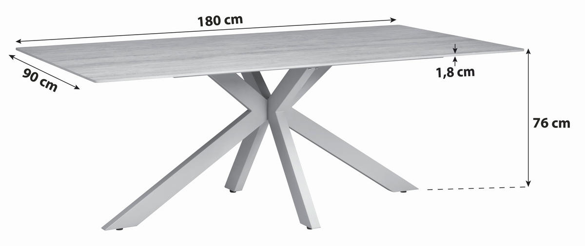 JÍDELNÍ STŮL, béžová, 180/90/76 cm - béžová, Konvenční, kov/keramika (180/90/76cm) - P & B