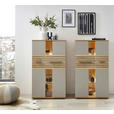 HIGHBOARD 90/131/40 cm  - Buchefarben/Schwarz, KONVENTIONELL, Glas/Holzwerkstoff (90/131/40cm) - Venda