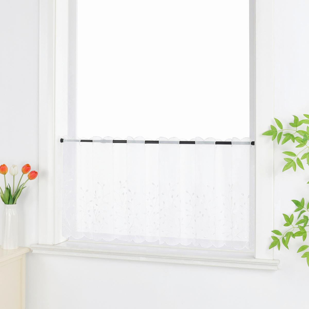 KURZGARDINE   120/60 cm   - Weiß Hochglanz, Basics, Textil (120/60cm) - Joyswahl