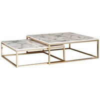 COUCHTISCH in Holzwerkstoff 75/75/27 cm  - Weiss/Goldfarben, Konventionell, Holzwerkstoff/Metall (75/75/27cm) - MID.YOU