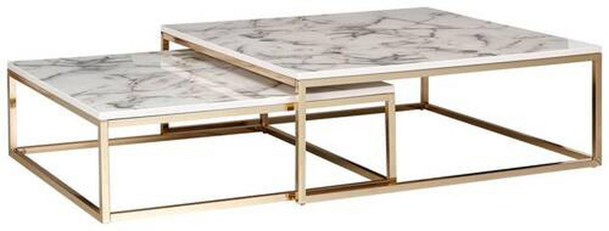COUCHTISCH in Holzwerkstoff 75/75/27 cm  - Weiss/Goldfarben, Konventionell, Holzwerkstoff/Metall (75/75/27cm) - MID.YOU