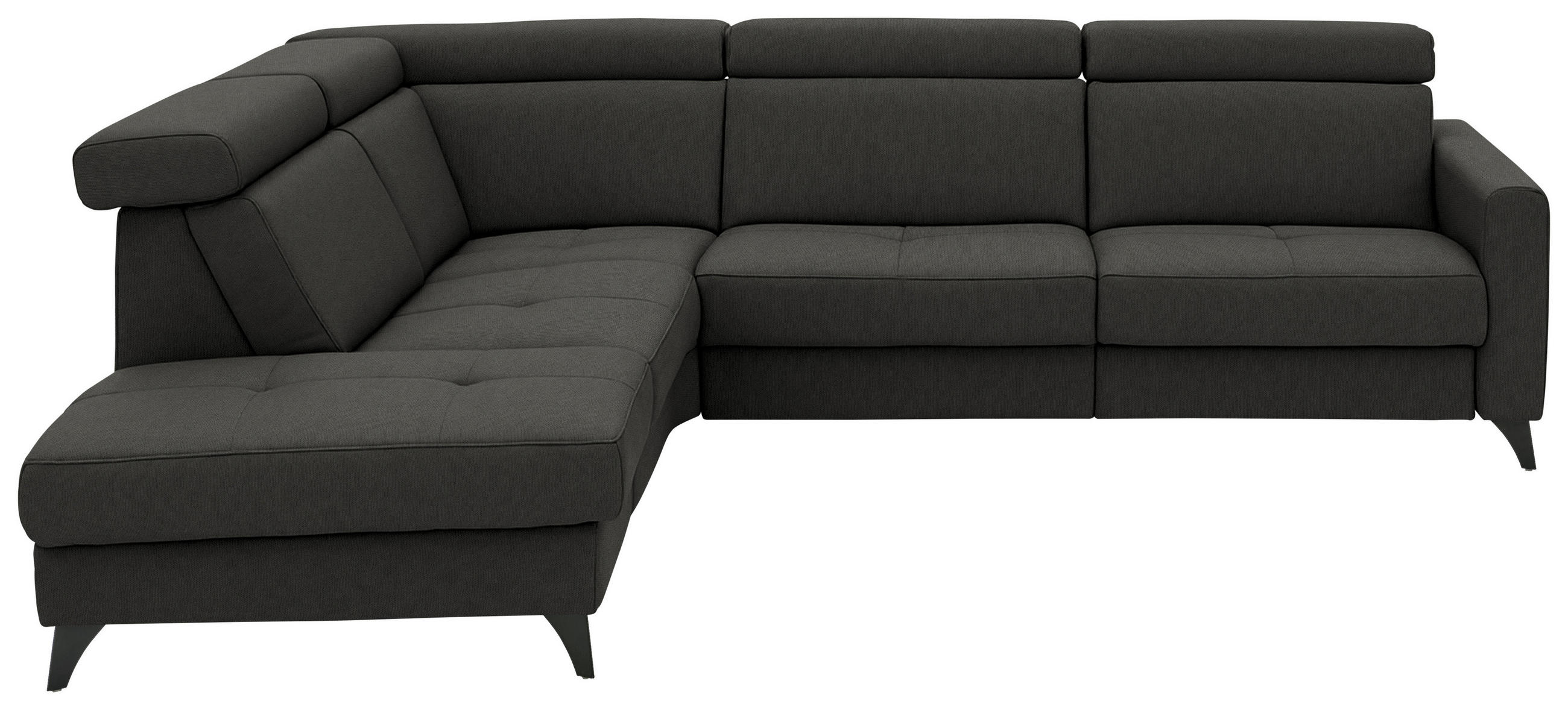 ECKSOFA Flachgewebe Schwarz  - Schwarz, Konventionell, Textil/Metall (214/276cm) - Beldomo System