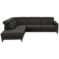 ECKSOFA Flachgewebe Schwarz  - Schwarz, Konventionell, Textil/Metall (214/276cm) - Beldomo System