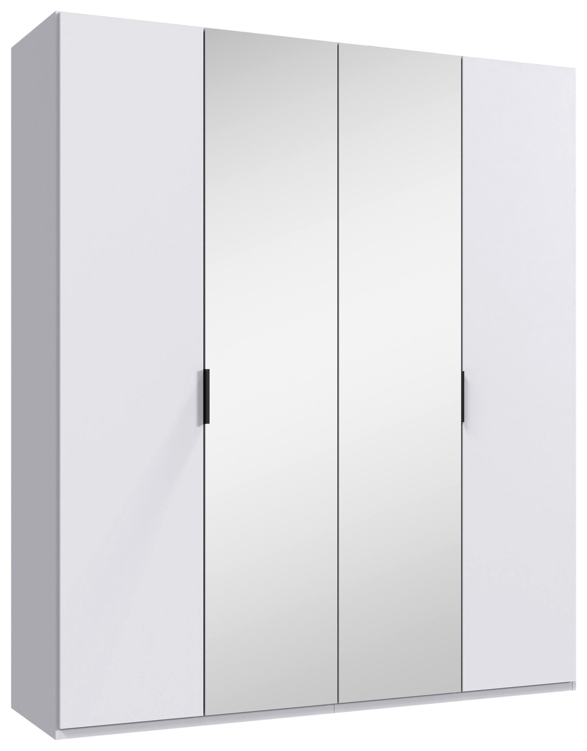 GARDEROB MED VIKDÖRRAR 200/236/58 cm 2-dörrar - vit/svart, Design, trämaterial/glas (200/236/58cm) - Boxxx